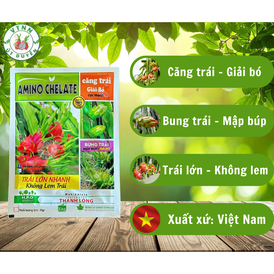 AMINO CHELATE H.P.O Giúp Bung Trái, Mập Búp, Không Lem Trái. Gói 35Gr