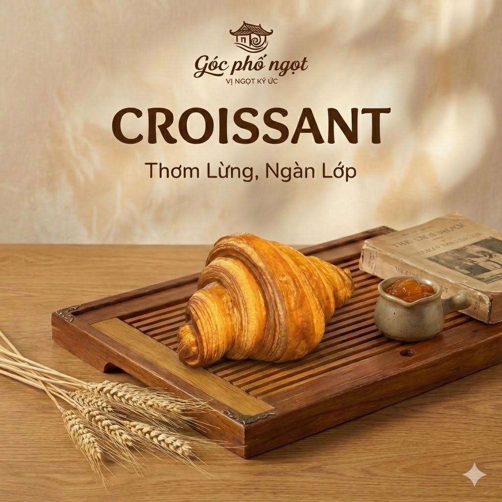 Bánh Sừng Bò Bơ (Croissant) Ngàn Lớp Góc Phố Ngọt