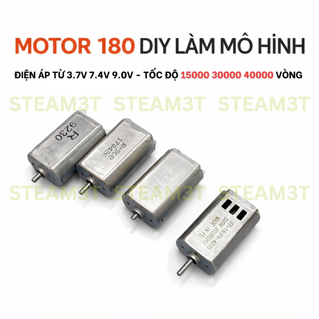Động cơ motor mini 180 tốc độ cao điện áp 3.7V 7.4V tốc độ cao - 24500 RPM - LK0077