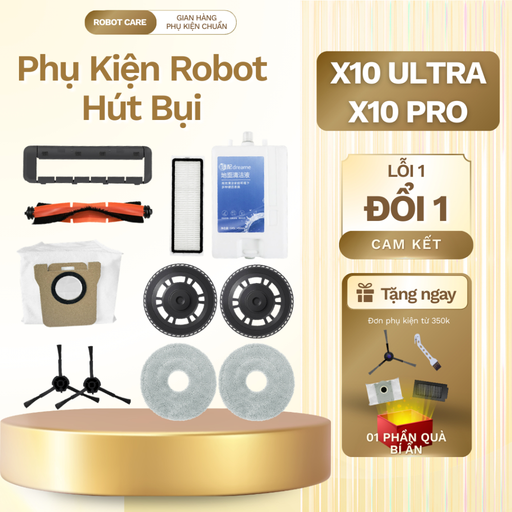 Phụ kiện thay thế tương thích cho robot hút bụi Dreame X10 Pro, X10 Ultra, Phụ kiện robot lau nhà Dr