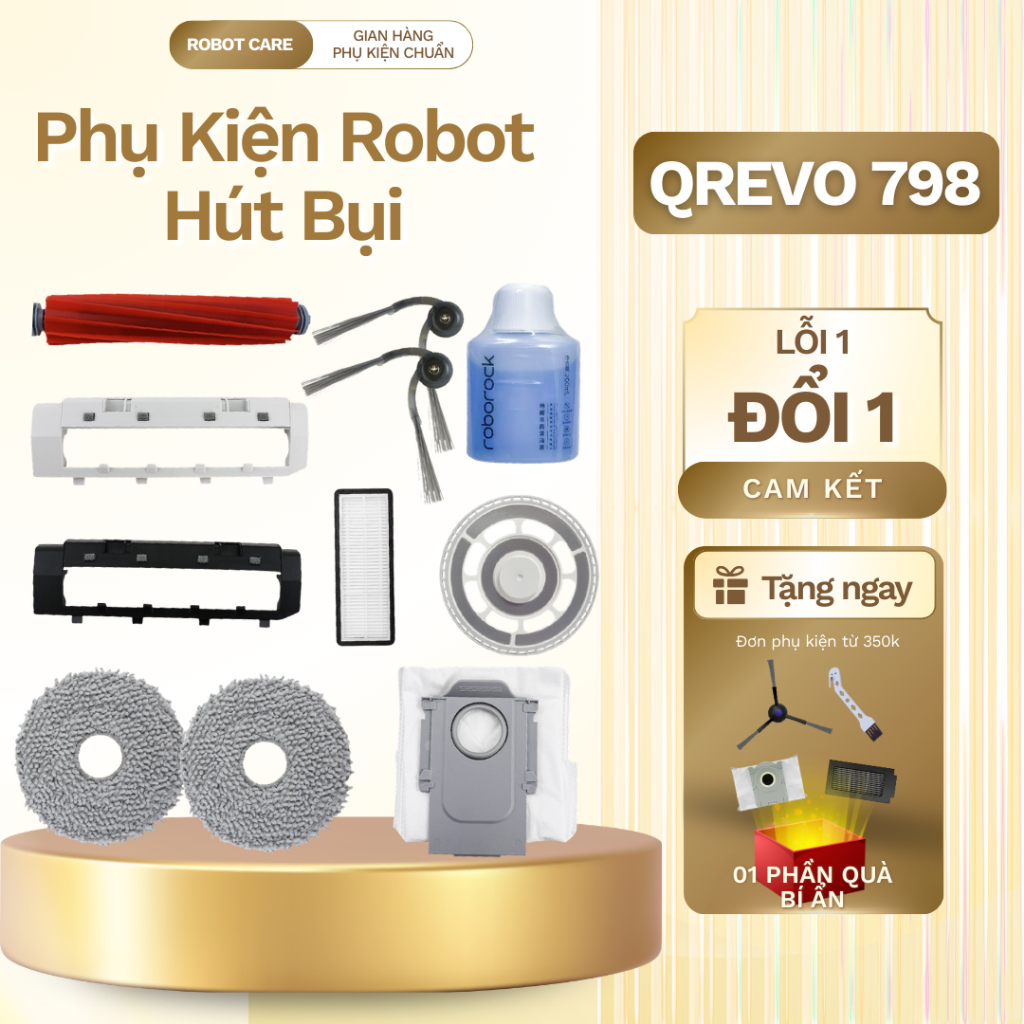 Phụ kiện robot hút bụi ROBROCK QR 798 - Chổi robot hút bụi - Giẻ lau robot hút bụi lau nhà ROBOROCK 