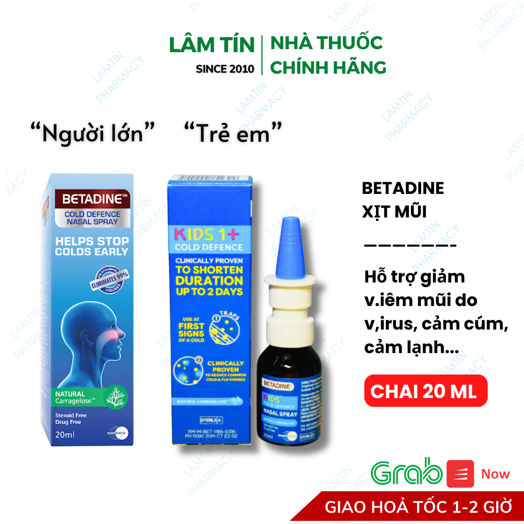( Date xa ) Betadine Xịt Mũi Cho Trẻ Em Giảm Cảm Cúm Cảm Lạnh Cold Defence Nasal Spray 20ml