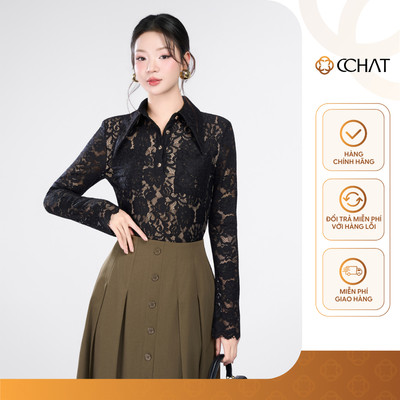 Áo Thun 𝐂𝐂𝐇𝐀𝐓 Dáng Ôm Ren Ava Bloom Cổ Đức Sang Trọng Chất Liệu Cao Cấp 16TDR2002OT