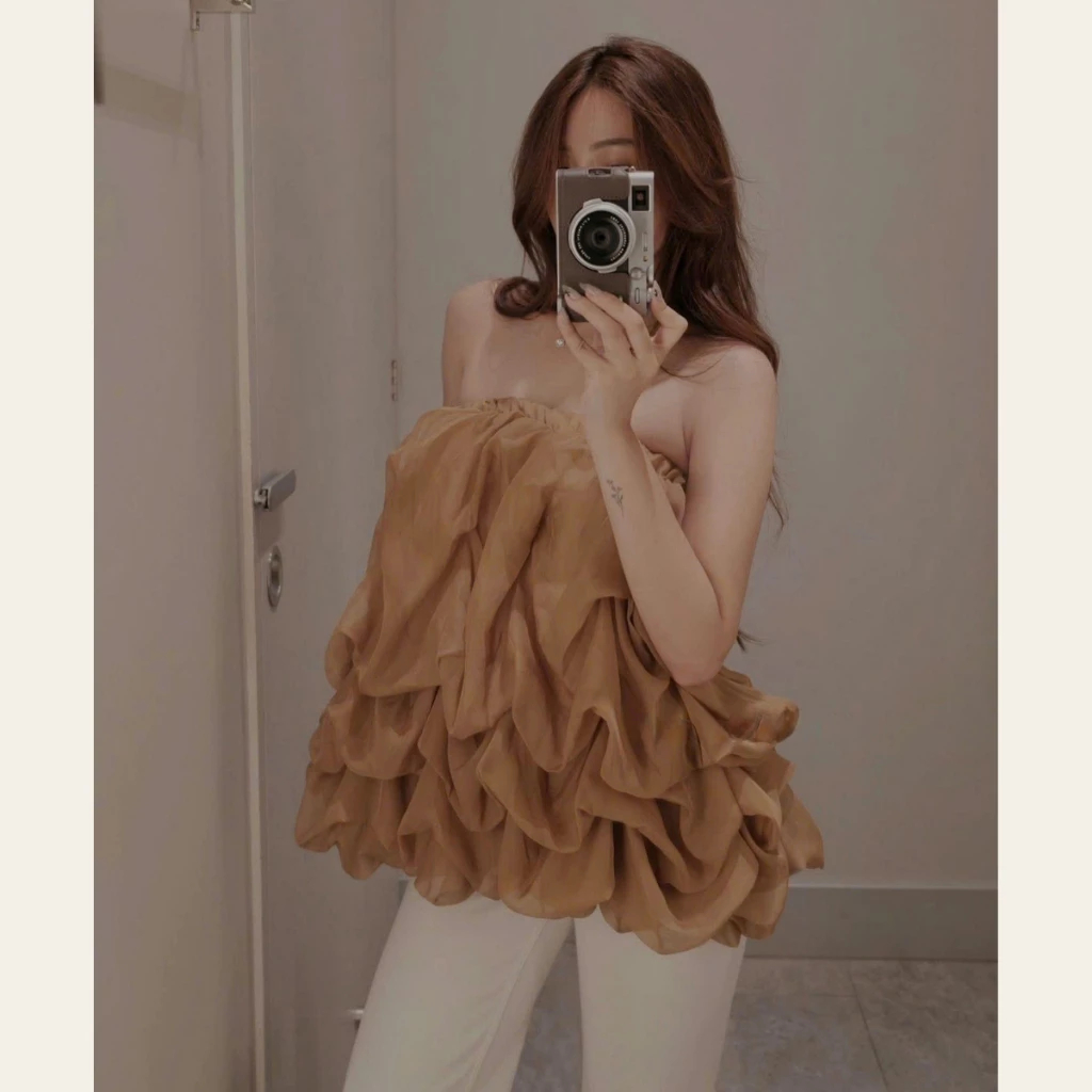 (Sẵn Hàng L1) Áo Quây Tơ Nữ Lượn Sóng Bồng Bềnh Sang Chảnh, Áo Quây Kiểu Xếp Tầng Hàn Quốc BUN222 | BigBuy360 - bigbuy360.vn