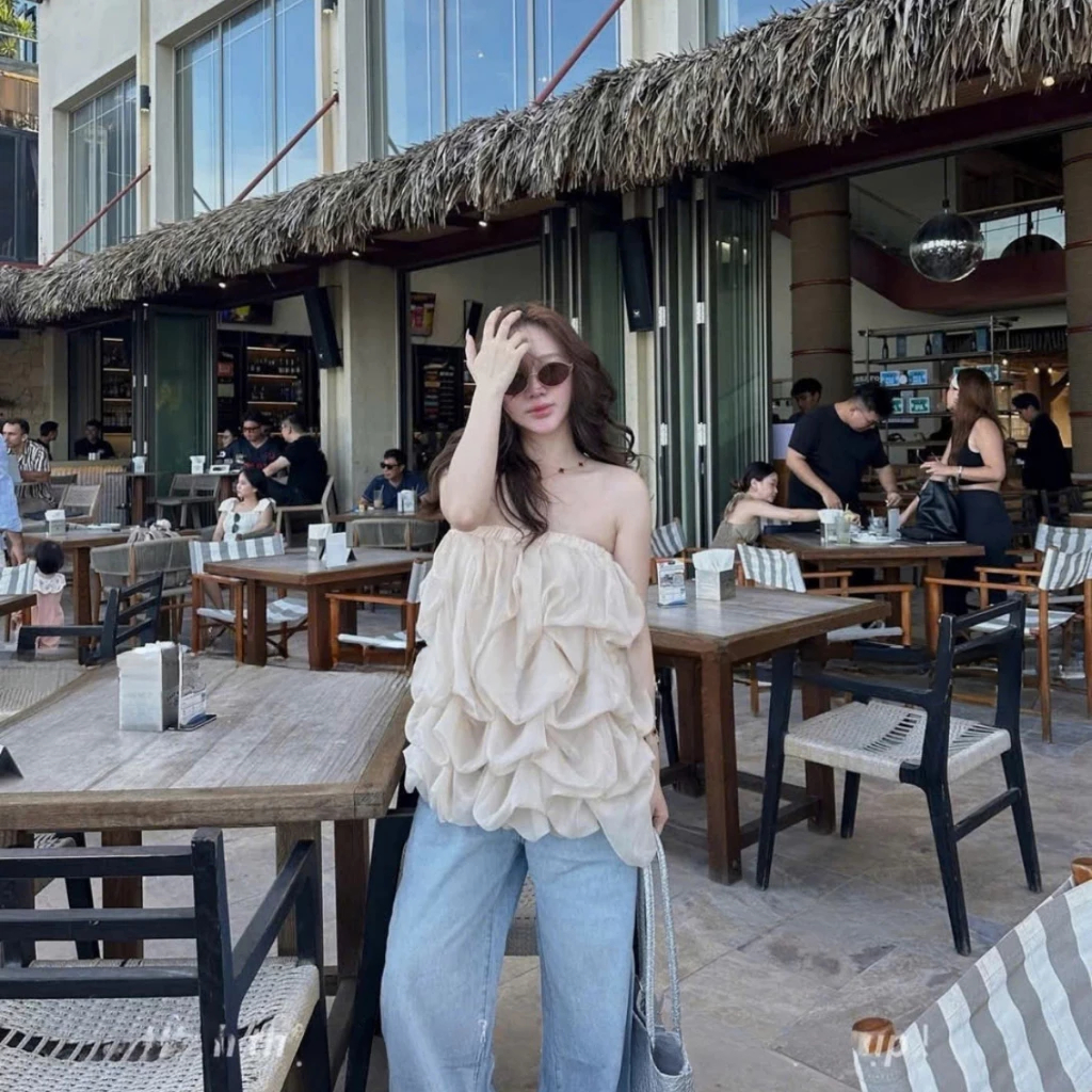 (Sẵn Hàng L1) Áo Quây Tơ Nữ Lượn Sóng Bồng Bềnh Sang Chảnh, Áo Quây Kiểu Xếp Tầng Hàn Quốc BUN222 | BigBuy360 - bigbuy360.vn