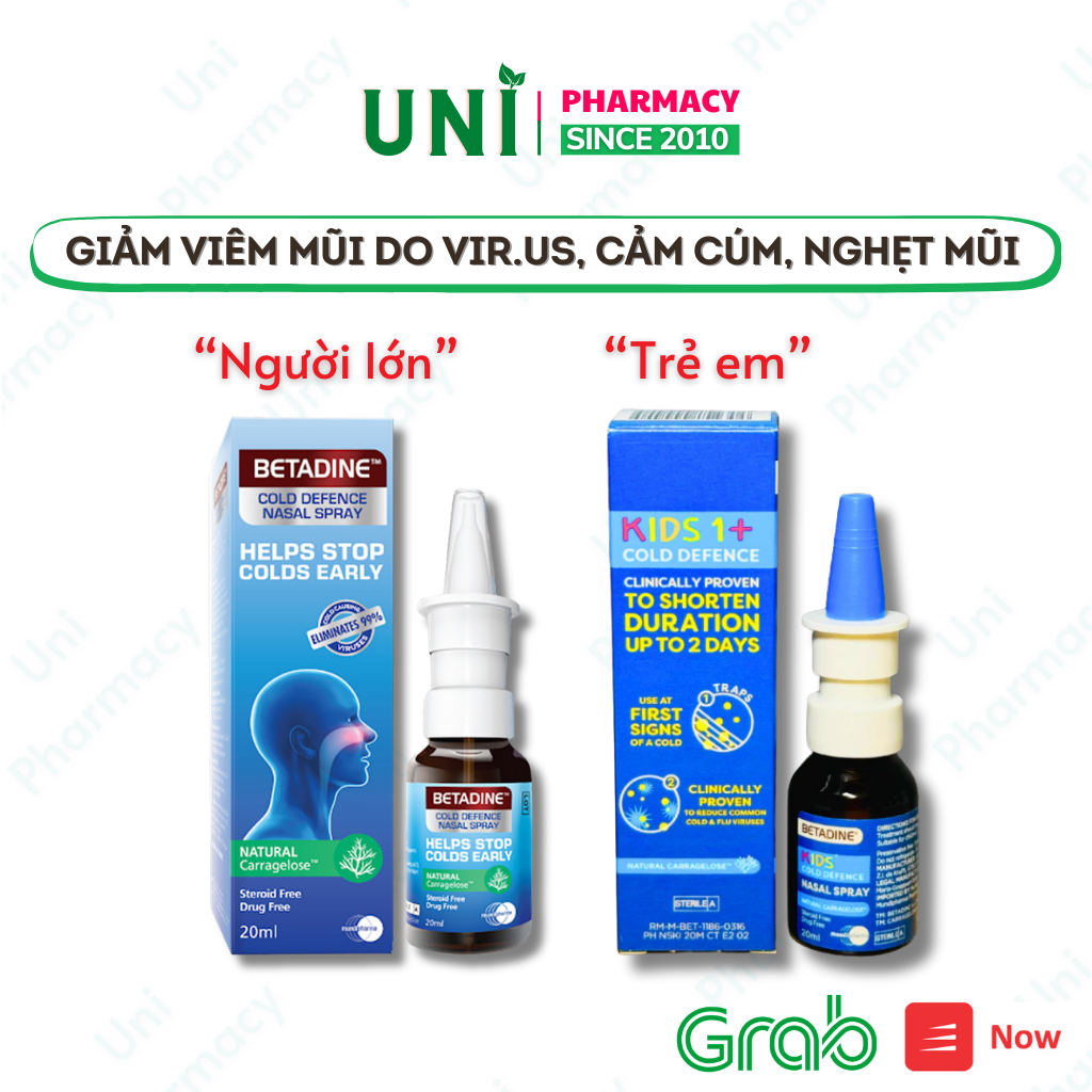 ✅ (Chính Hãng) Betadine Xịt Mũi Cho Trẻ Em Giam Cảm Cúm Cảm Lạnh Cold Defence Nasal Spray 20ml
