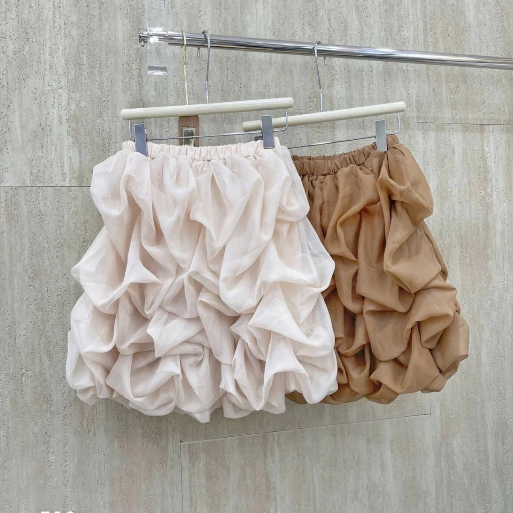 (Sẵn Hàng L1) Áo Quây Tơ Nữ Lượn Sóng Bồng Bềnh Sang Chảnh, Áo Quây Kiểu Xếp Tầng Hàn Quốc BUN222 | BigBuy360 - bigbuy360.vn