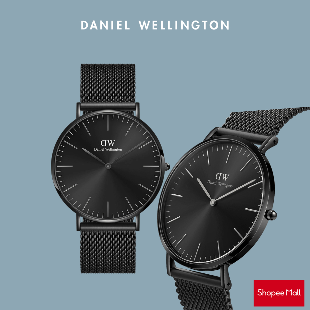 Đồng hồ nam Daniel Wellington dây lưới thép - DW00100632 40 mm Classic 40 Ashfield B Onyx Mặt Đá Ony
