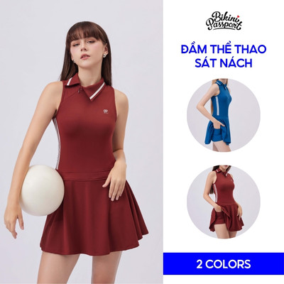 Bộ đồ thể thao nữ kiểu đầm sát nách năng động chơi pickleball, cầu lông, tennis - Bikini Passport - BG129_RD