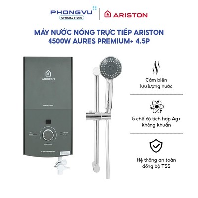 Máy nước nóng trực tiếp Ariston AURES PREMIUM+ 4.5P - Màn LED, Chống bỏng - Bảo hành 24 tháng