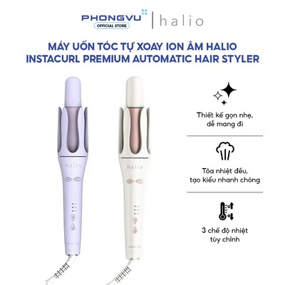Máy uốn tóc tự xoay Ion âm Halio instaCurl Premium - Gốm phủ Tourmaline - 360 độ - Bảo hành 24 tháng