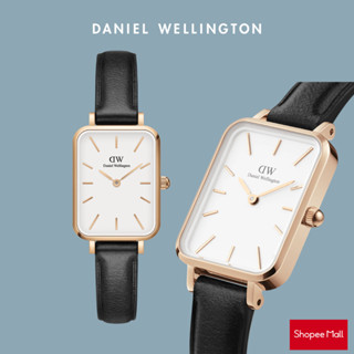 Đồng hồ Nữ Daniel Wellington dây da - DW00100434 20x26mm Quadro Pressed Sheffield Mặt Trắng Vỏ Vàng Hồng