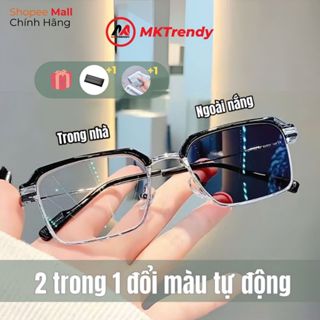 Kính đổi màu dưới nắng MKTRENDY cao cấp thời trang nam nữ gọng kim loại chống tia UV chống ánh sáng xanh X10