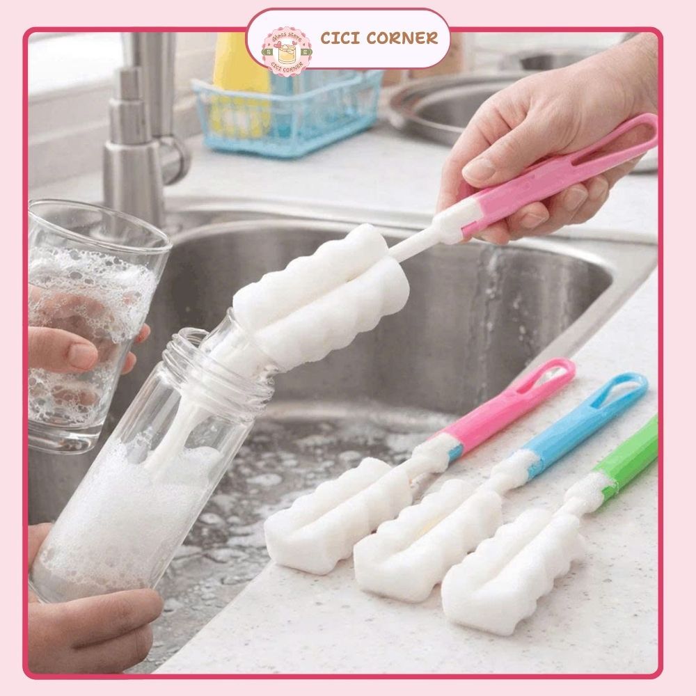 Combo 5-10 cái Cọ cốc, bình, ống hút bông mút có thể gập cất gọn,nhiều màu giá sỉ, chổi cọ bình sữa