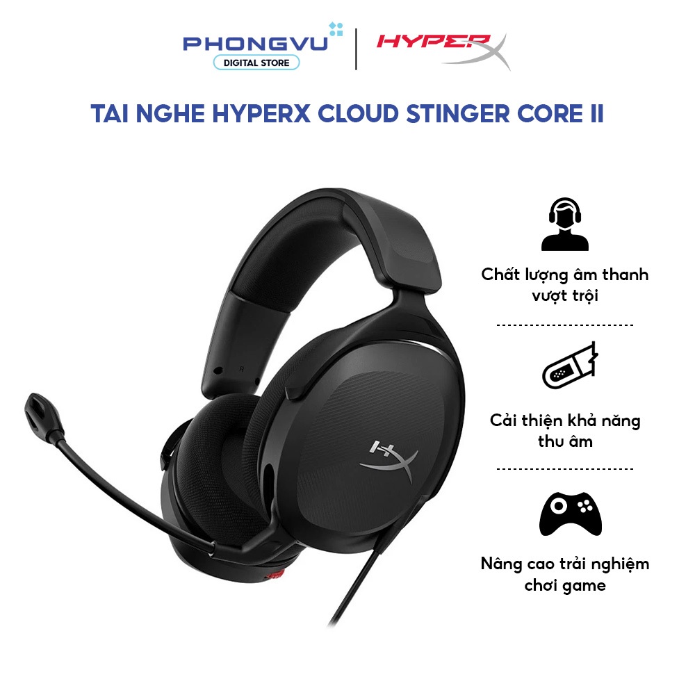 Tai nghe HyperX Cloud Stinger Core II - Over-ear - Driver 40mm - Âm thanh 3D - Bảo hành 24 tháng