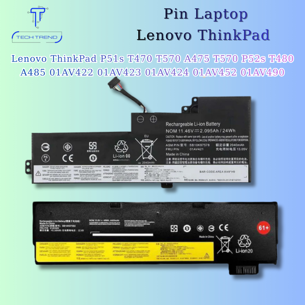 Pin Lenovo ThinkPad P51s T470 T570 A475 T570 P52s T480 A485 01AV422 01AV423 01AV424 01AV452 01AV490