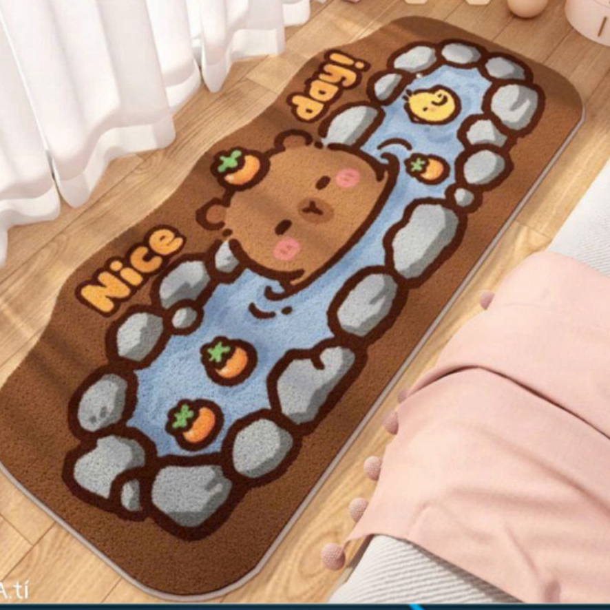 Thảm Lông Ngắn Hoạt Hình Capybara 40x120cm @ati