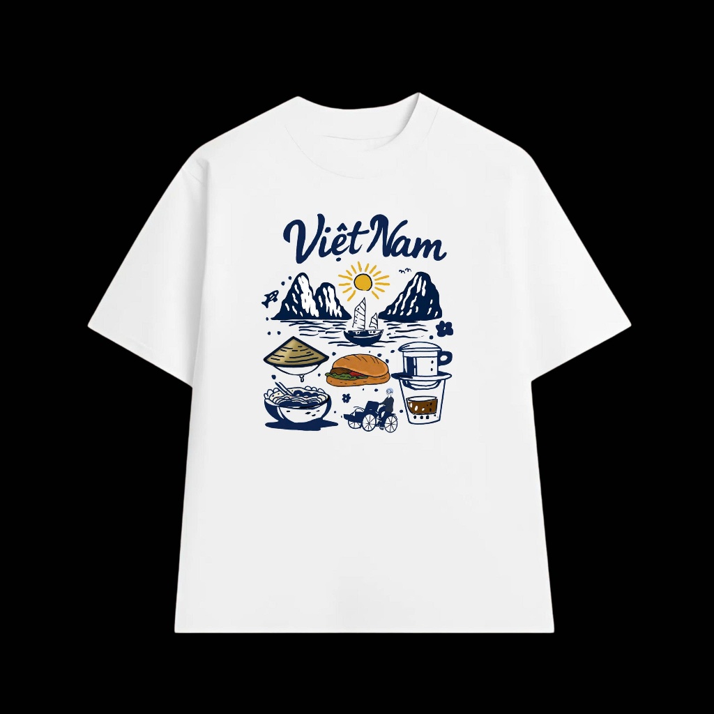 Áo thun unisex form rộng cotton 100% – áo local Vietnam Nha Trang Phú Quốc – áo du lịch