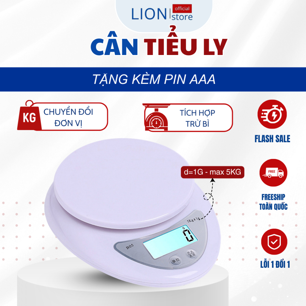 [𝐠𝐢𝐚𝐝𝐮𝐧𝐠𝐋𝐈𝐎𝐍] Cân Tiểu Ly Nhà Bếp B05 1g -10kg, Cân Tiểu Ly Điện Tử Siêu Chính Xác Tích Hợp Trừ Bì [