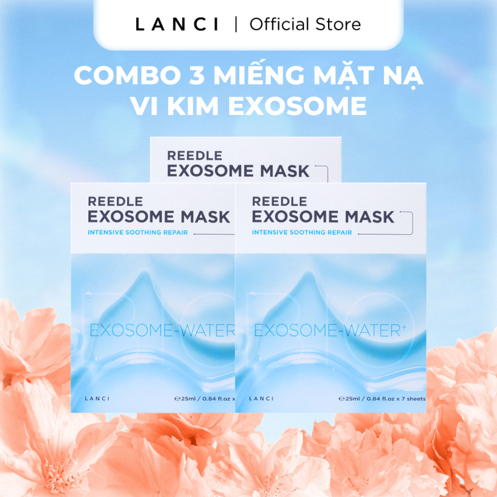 [3 miếng] Mặt Nạ Vi Kim Exosome LANCI Reedle Exosome Mask mở đường phục hồi da mềm ẩm, căng bóng