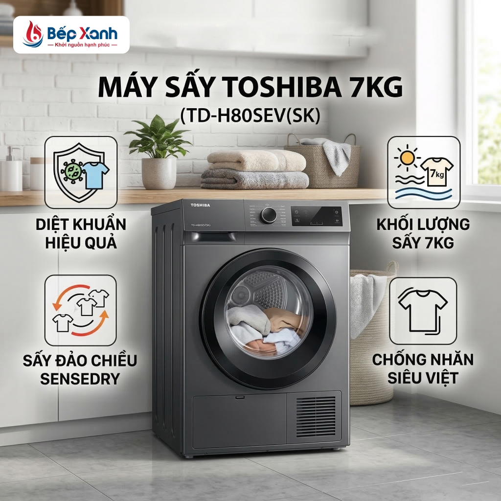 TD-H80SEV(WK) | TD-H80SEV(SK) - Máy Sấy Thông Hơi Toshiba 7kg