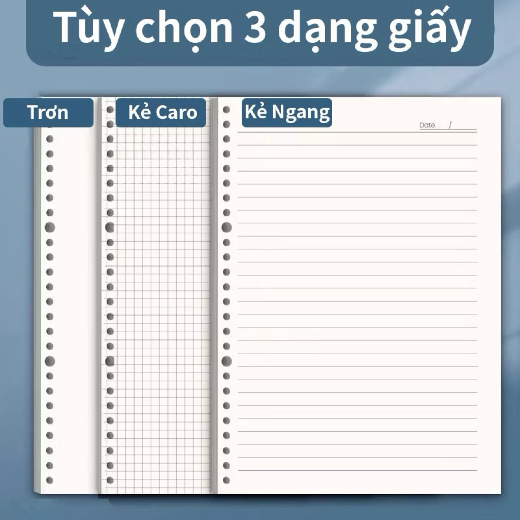 Giấy Refill Sổ Còng A5/B5 120 Trang 80gsm/100gsm – Ruột Thay Thế Viết Mượt