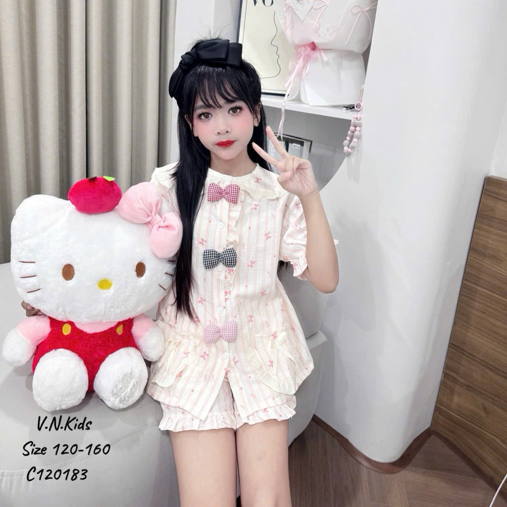 [DOKID] C133-bộ pijama đũi mây cổ sen ,chào hè 2026