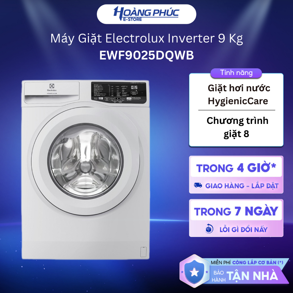 Máy Giặt Electrolux Inverter 9 Kg EWF9025DQWB {Ship HCM 0Đ}