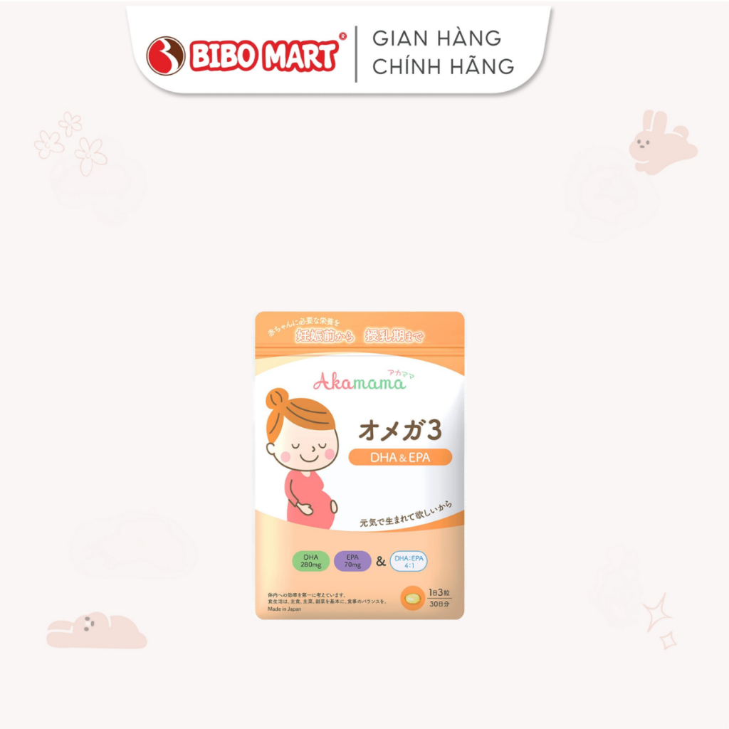 DHA Cho Bà Bầu Akamama Hộp 90 Viên Bổ Sung Dinh Dưỡng, DHA, EPA Hàng Chính Hãng - Bibo Mart