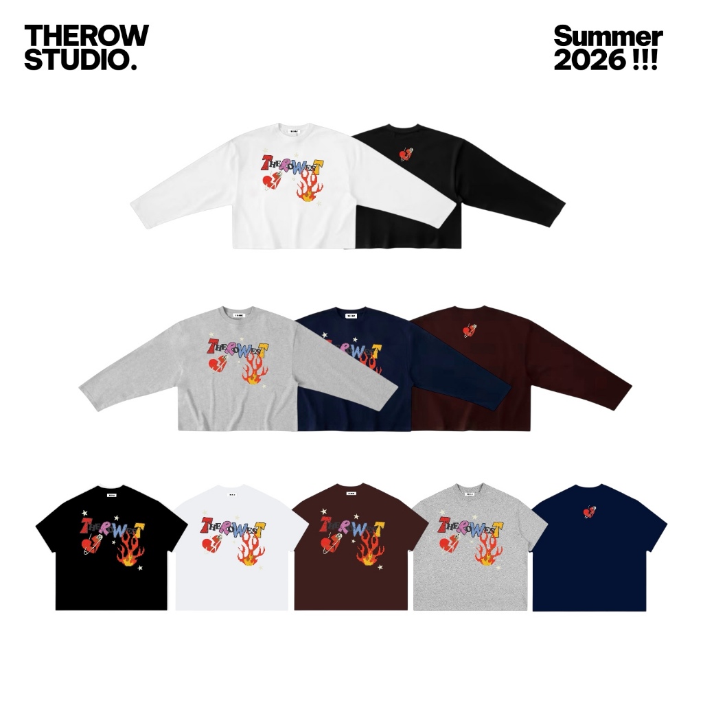 ROW001 THEROW Áo Thun Tay Dài - Tay Ngắn Long Sleeve Boxy 250gsm Form Rộng Cổ Tròn " LỬA " Unisex Nam Nữ StreetStyle | BigBuy360 - bigbuy360.vn