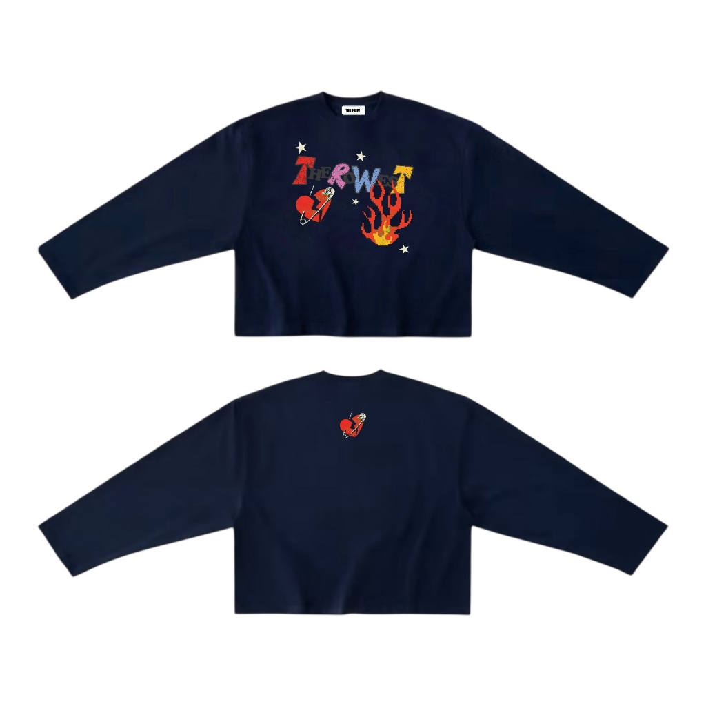 ROW001 THEROW Áo Thun Tay Dài - Tay Ngắn Long Sleeve Boxy 250gsm Form Rộng Cổ Tròn " LỬA " Unisex Nam Nữ StreetStyle | BigBuy360 - bigbuy360.vn