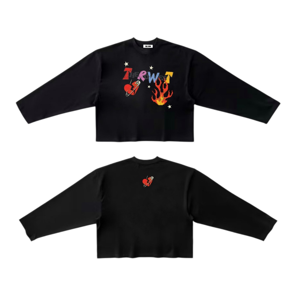 ROW001 THEROW Áo Thun Tay Dài - Tay Ngắn Long Sleeve Boxy 250gsm Form Rộng Cổ Tròn " LỬA " Unisex Nam Nữ StreetStyle | BigBuy360 - bigbuy360.vn