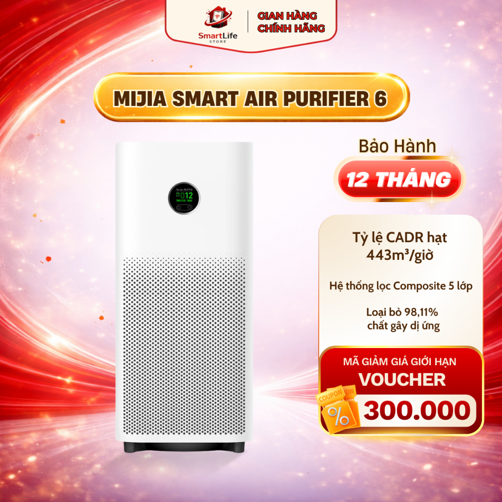 Máy lọc không khí Xiaomi Mijia Smart Air Purifier 6 Lọc Sạch Bụi Mịn hàng Quốc Tế chính hãng