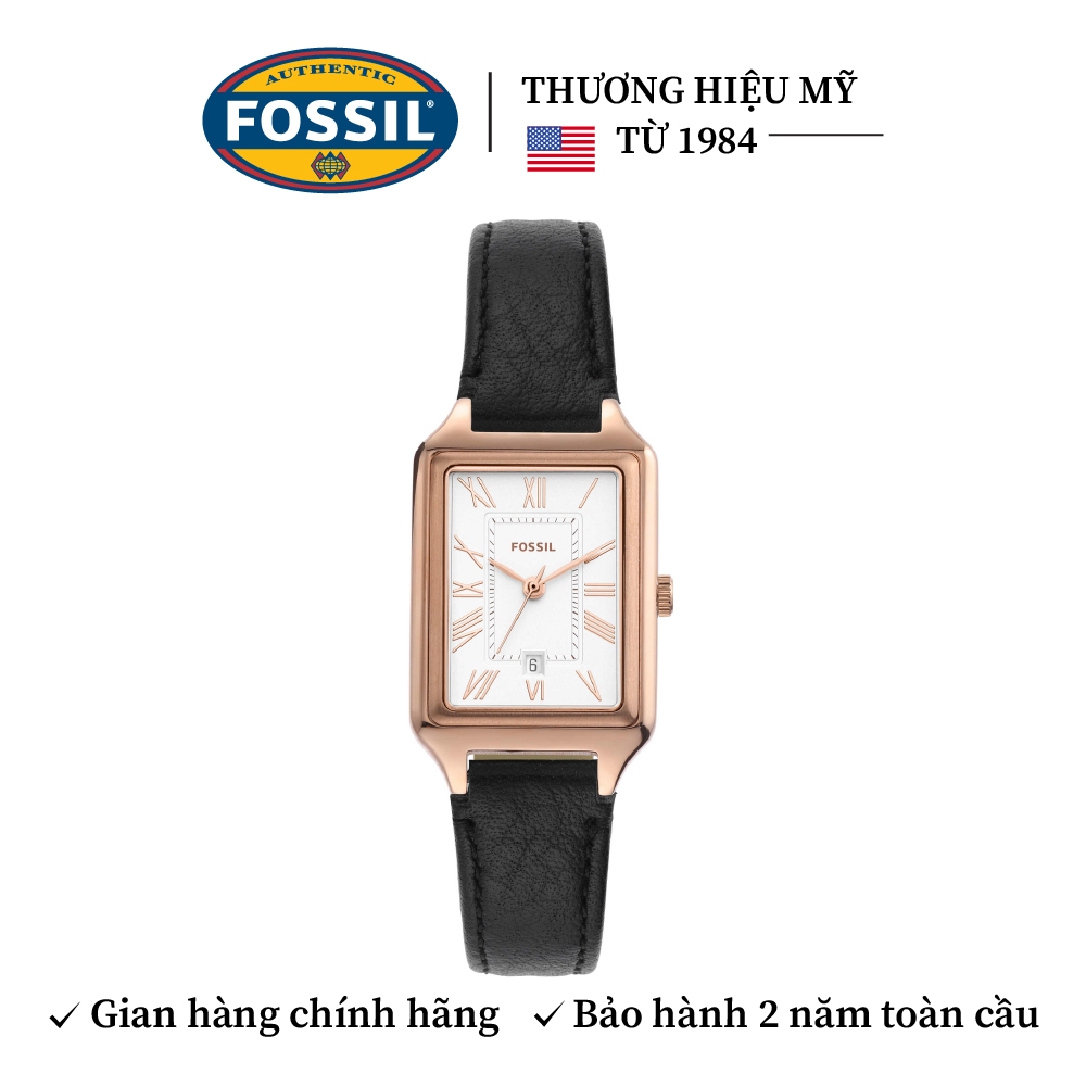 Đồng hồ nữ Fossil Raquel ES5310 dây da thật màu đen, mặt chữ nhật 23 MM xem ngày giờ | BigBuy360 - bigbuy360.vn