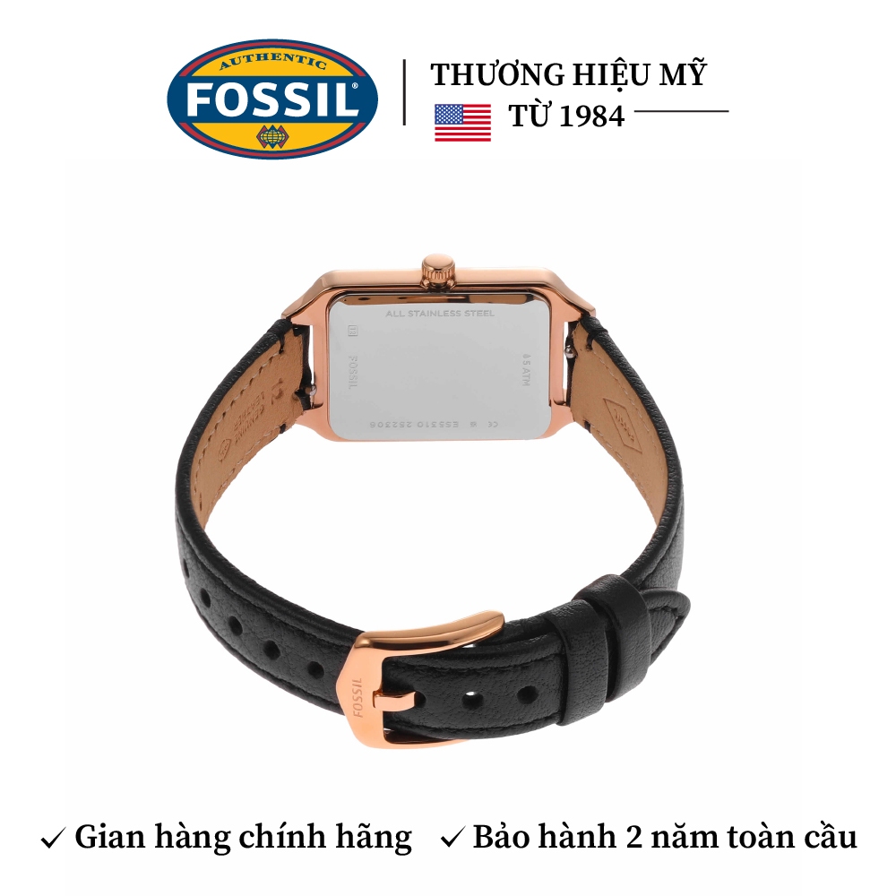Đồng hồ nữ Fossil Raquel ES5310 dây da thật màu đen, mặt chữ nhật 23 MM xem ngày giờ | BigBuy360 - bigbuy360.vn