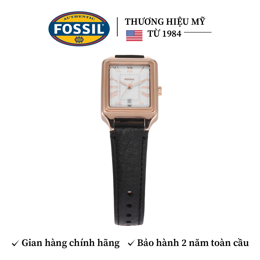 Đồng hồ nữ Fossil Raquel ES5310 dây da thật màu đen, mặt chữ nhật 23 MM xem ngày giờ | BigBuy360 - bigbuy360.vn