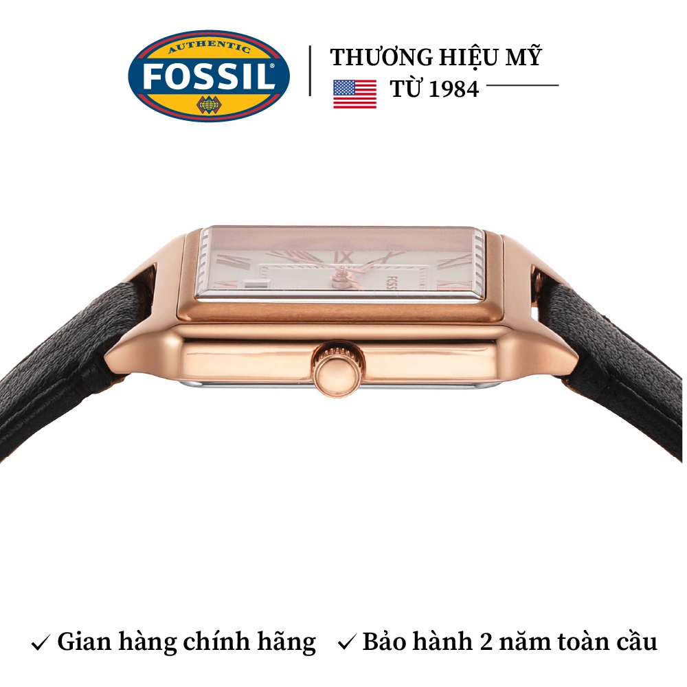 Đồng hồ nữ Fossil Raquel ES5310 dây da thật màu đen, mặt chữ nhật 23 MM xem ngày giờ | BigBuy360 - bigbuy360.vn