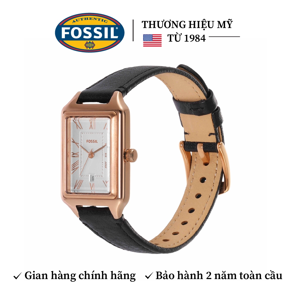 Đồng hồ nữ Fossil Raquel ES5310 dây da thật màu đen, mặt chữ nhật 23 MM xem ngày giờ | BigBuy360 - bigbuy360.vn