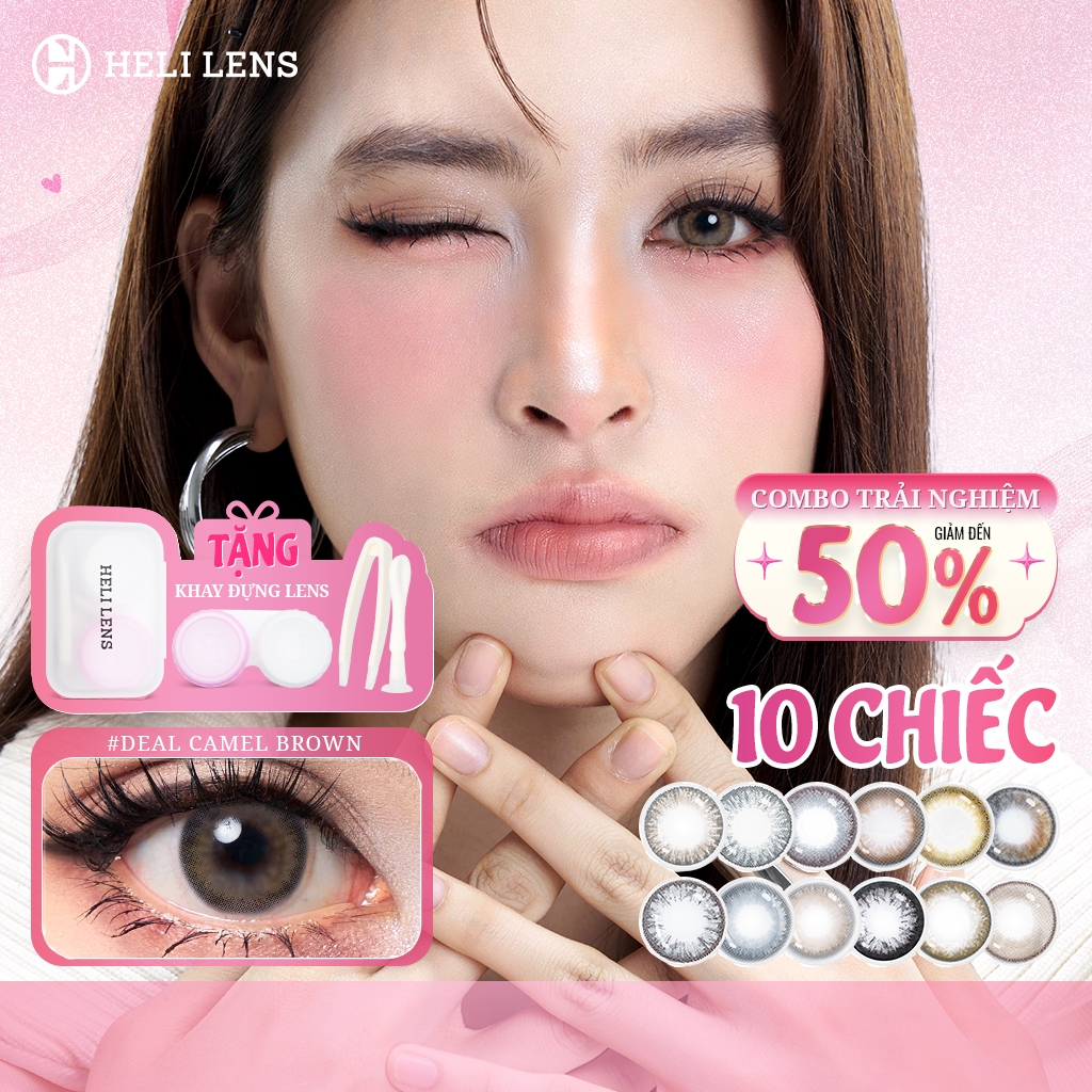 [10 CHIẾC LENS 1 NGÀY] Kính Áp Tròng Heli Lens 1 Ngày 12 Màu Trendy Hạn Chế UV An Toàn Êm Nhẹ Mát 0 