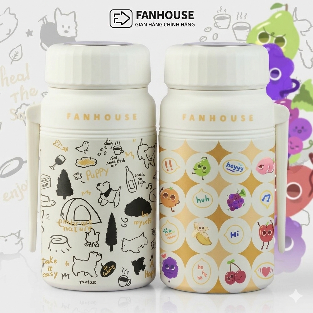 Bình nước giữ nhiệt Boony 1000ml inox 316 cao cấp Fan House bình giữ nhiệt 24h, tặng lõi lọc trà