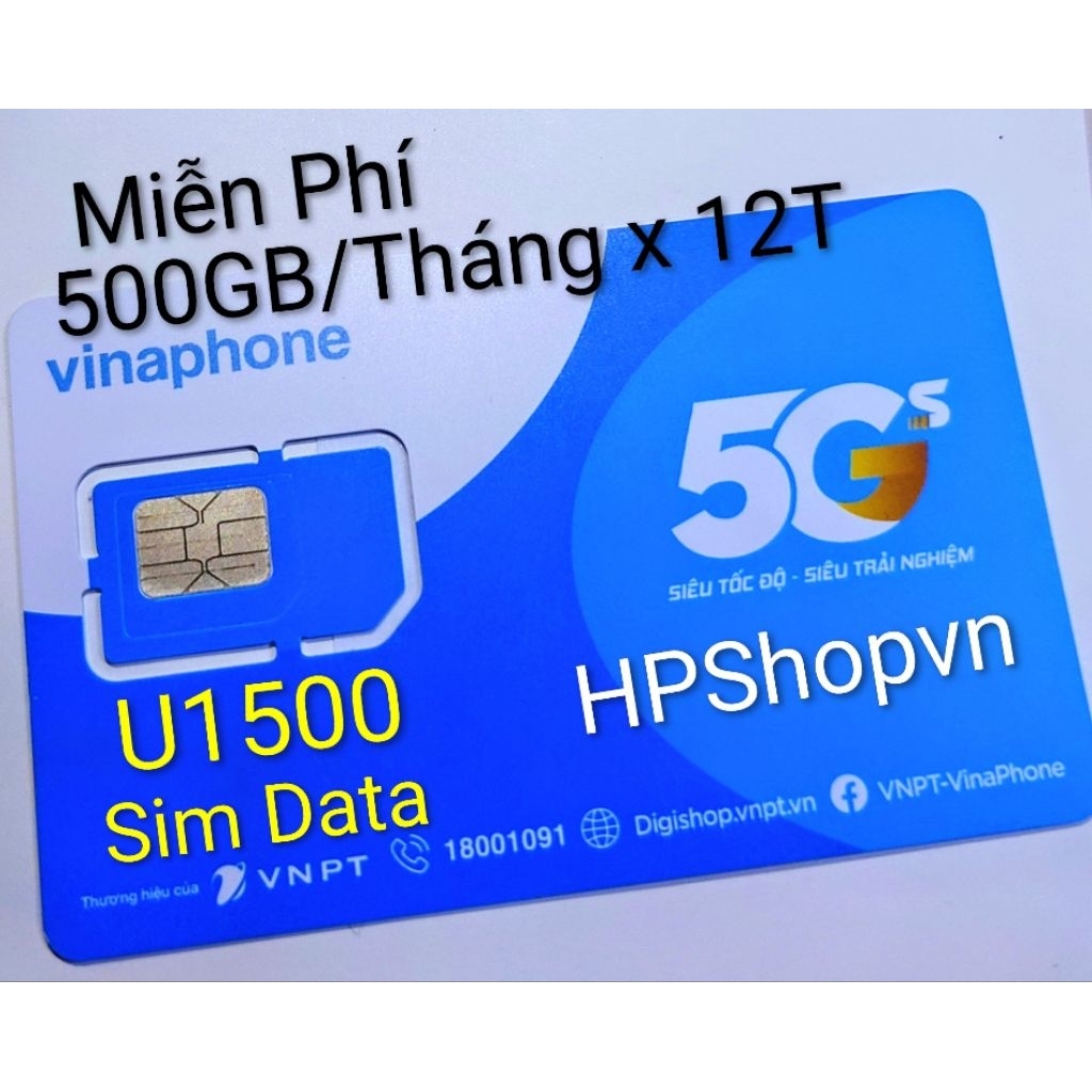 Sim 4G,5G Vinaphone U1500 500GB/Tháng x 12Tháng Miễn Phí