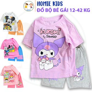 Đồ bộ bé gái size đại 12-42 kg set quần áo trẻ em cộc tay thun cotton mềm in hoạt hình tiên cá pony kitty đẹp Homie Kids