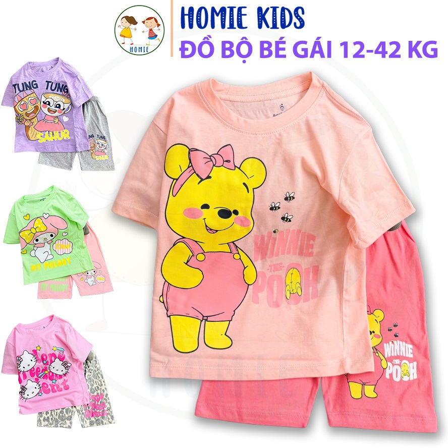 Quần áo bé gái size đại 12-42 kg set đồ bộ trẻ em vải thun cotton mềm in hoạt hình kuromi dễ thương 