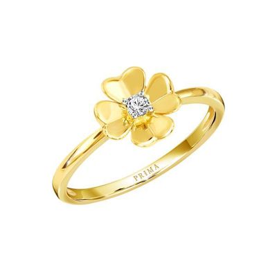PRIMA Nhẫn Kim Cương - Vàng 9K - Cỏ 4 Lá - Lucky Flower - 991R5638