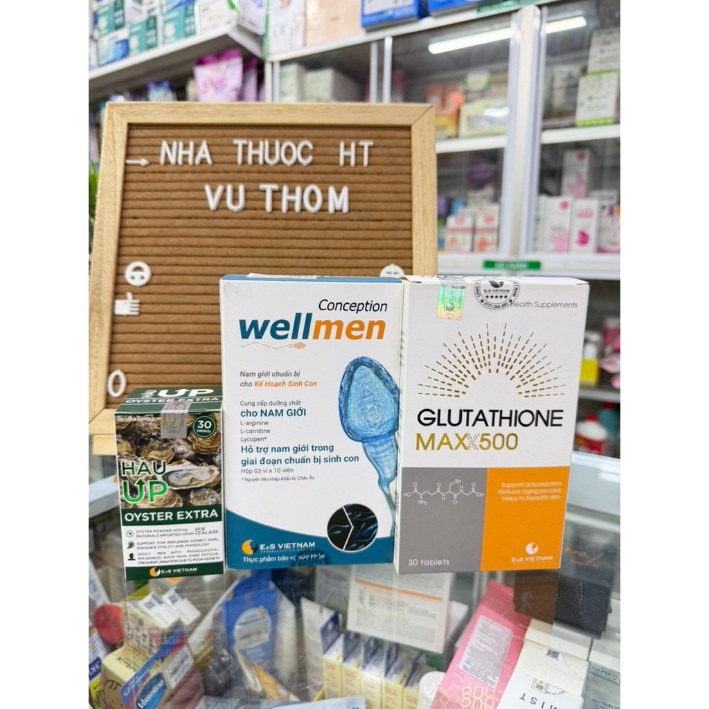 Sét combo bộ 3 : Hàu Up+ Glutathion Max + Wellmen : Hộp 30viên, hỗ trợ sức khoẻ