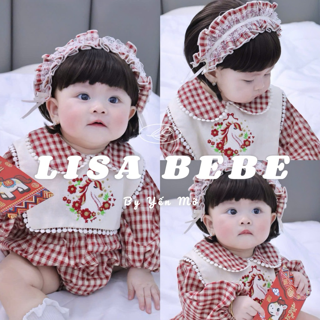 Cài tóc , turban lovita tone đỏ cho bé gái mặc noel, tết