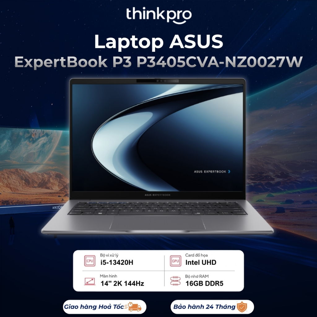 Laptop văn phòng ASUS ExpertBook P3 P3405CVA-NZ0027W Intel Core i5 13420H 2.1GHz | 16GB | 512GB | 14