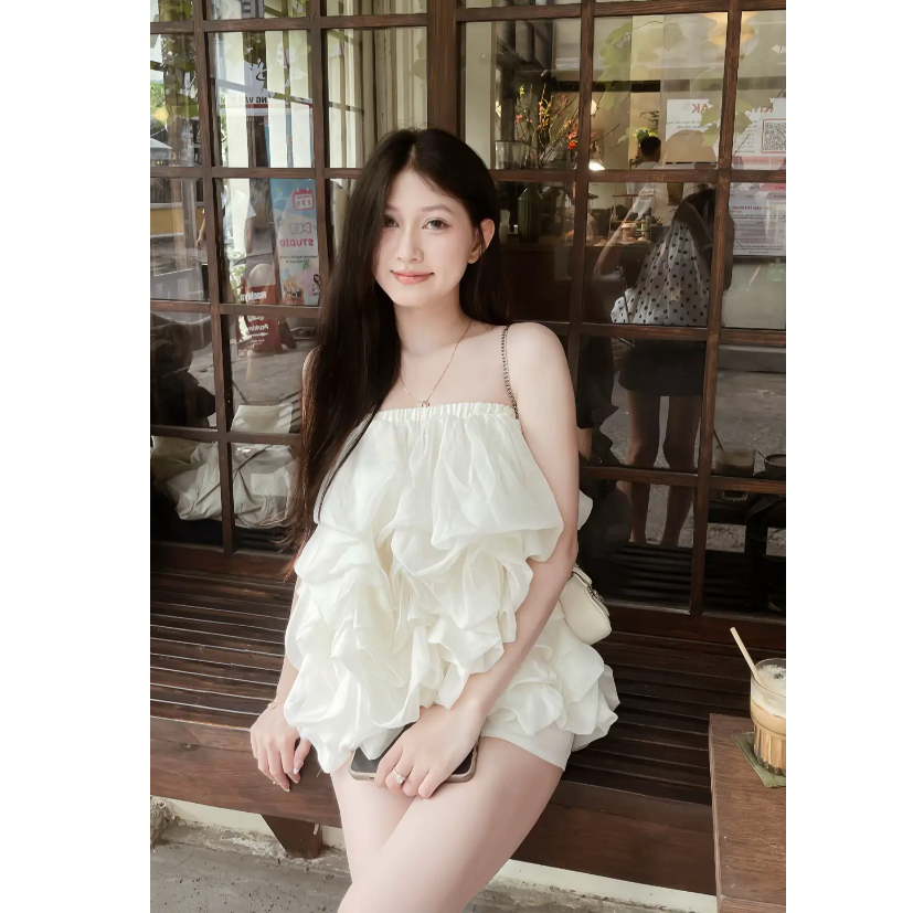 (Sẵn Hàng L1) Áo Quây Tơ Nữ Lượn Sóng Bồng Bềnh Sang Chảnh, Áo Quây Kiểu Xếp Tầng Hàn Quốc BUN222 | BigBuy360 - bigbuy360.vn