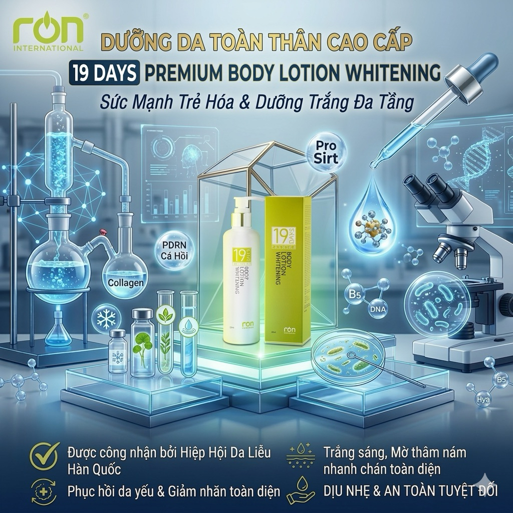 Kem Dưỡng Trắng Ron Toàn Thân 19 Days(19 Days Body Lotion Whitening) 250ml