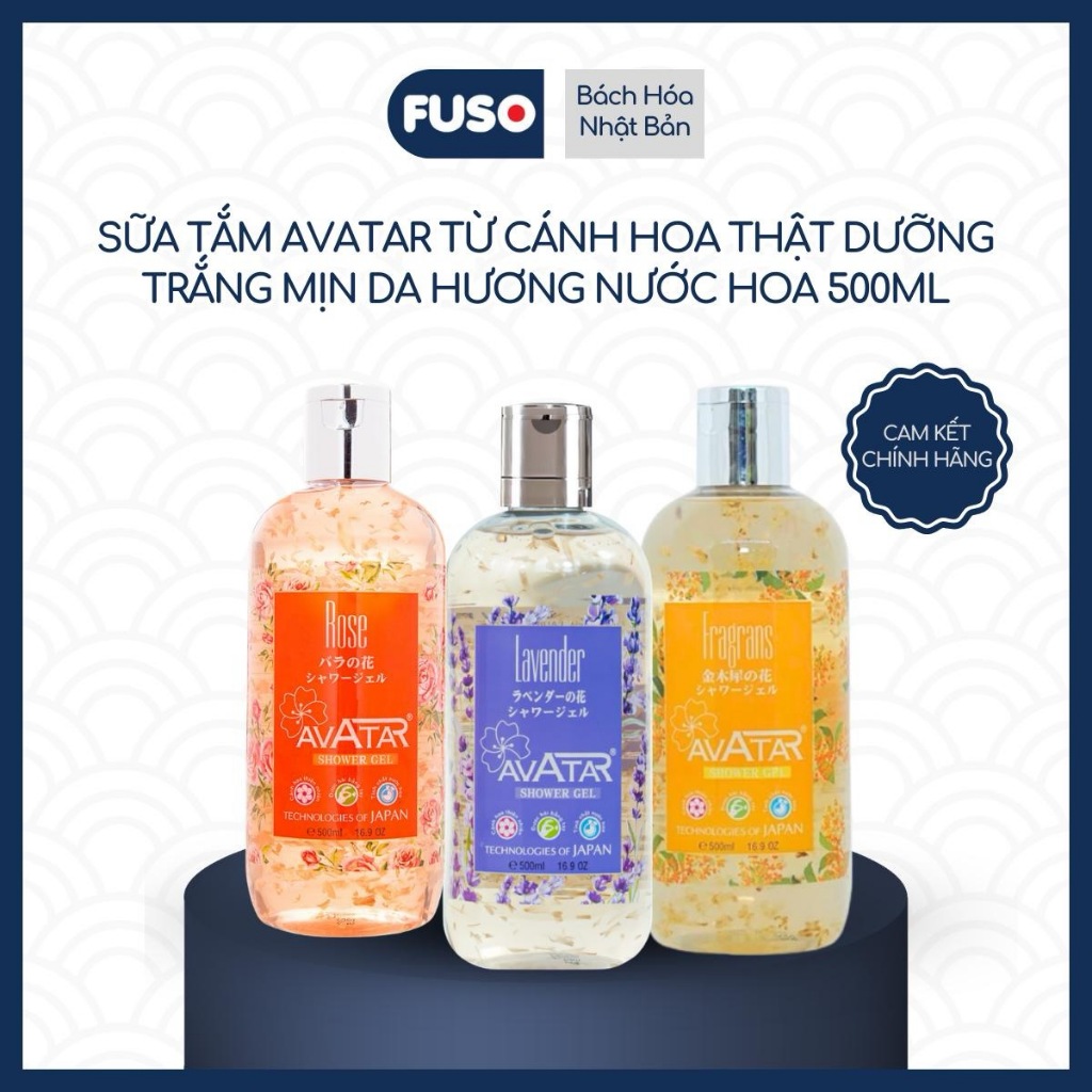 Sữa Tắm Avatar Từ Cánh Hoa Thật Dưỡng Trắng Mịn Da Hương Nước Hoa 500ml